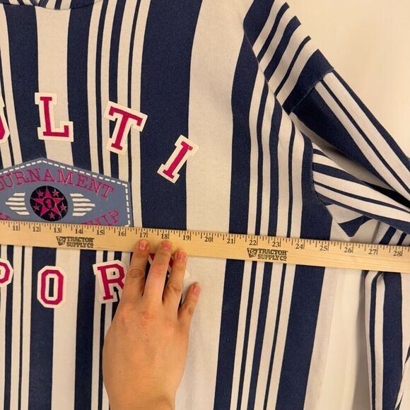 Vintage Extra Elements Women's Navy Blue White Striped Hoodie Shirt Size 22W - Picture 7 of 9